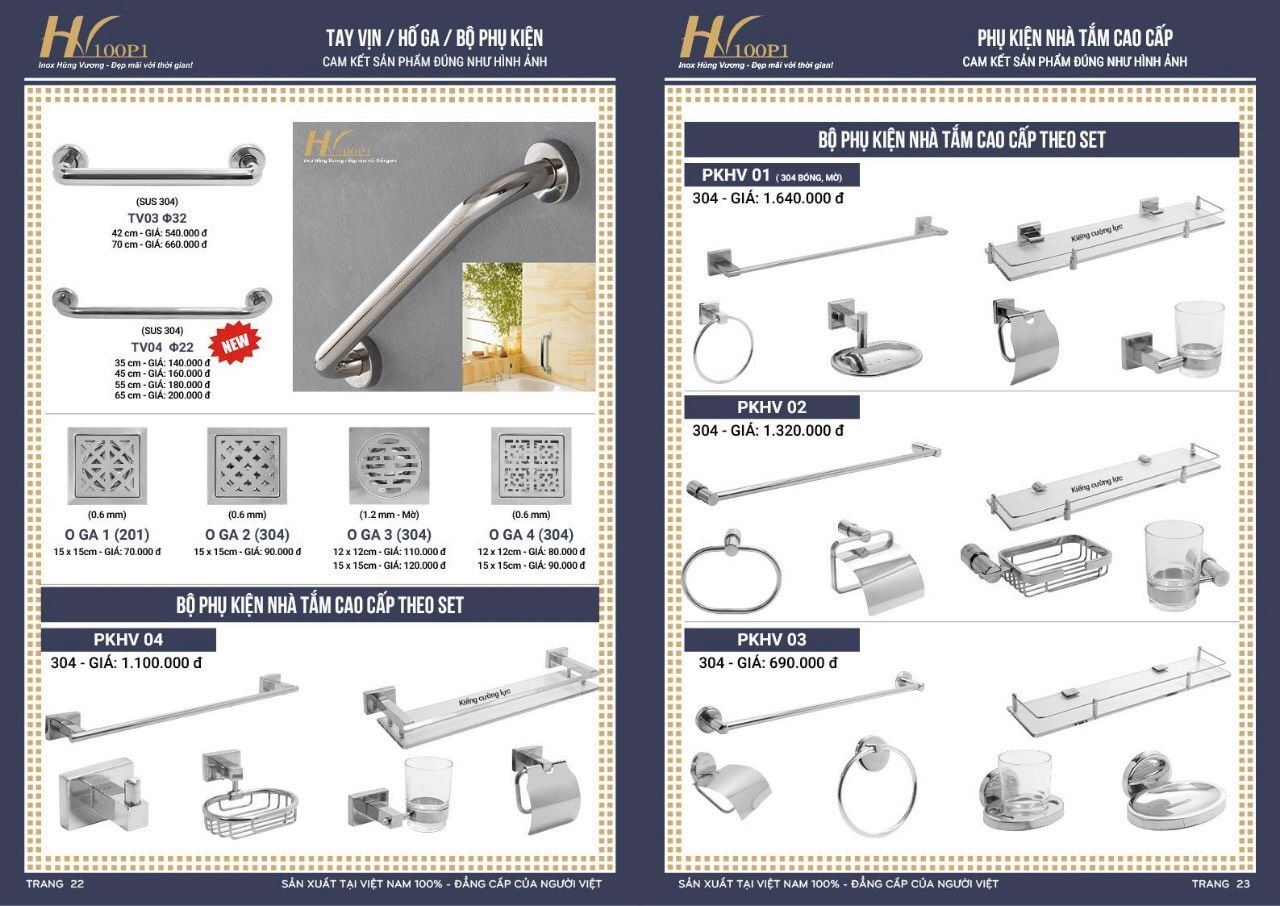 Phụ kiện phòng tắm Inox HÙNG VƯƠNG Catalogue và Bảng giá mới nhất /Page 11